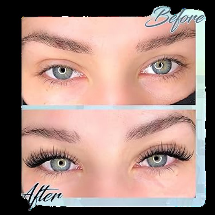 Eyelash extension before and after